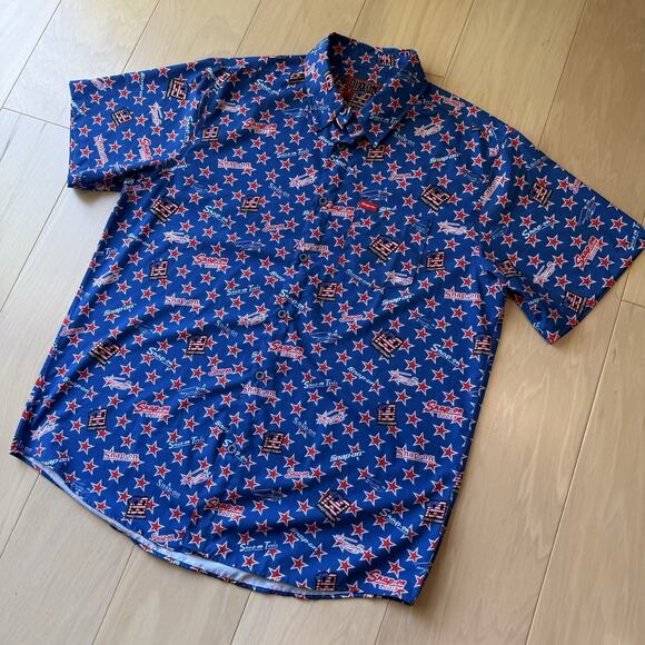 Dixxon Shirt XL Blue Pastrana Snap On Short Sleeve Button Up Casual Workwear - Picture 8 of 8